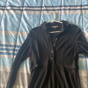 Burberry Black Polo Collar Long Sleeve Dress